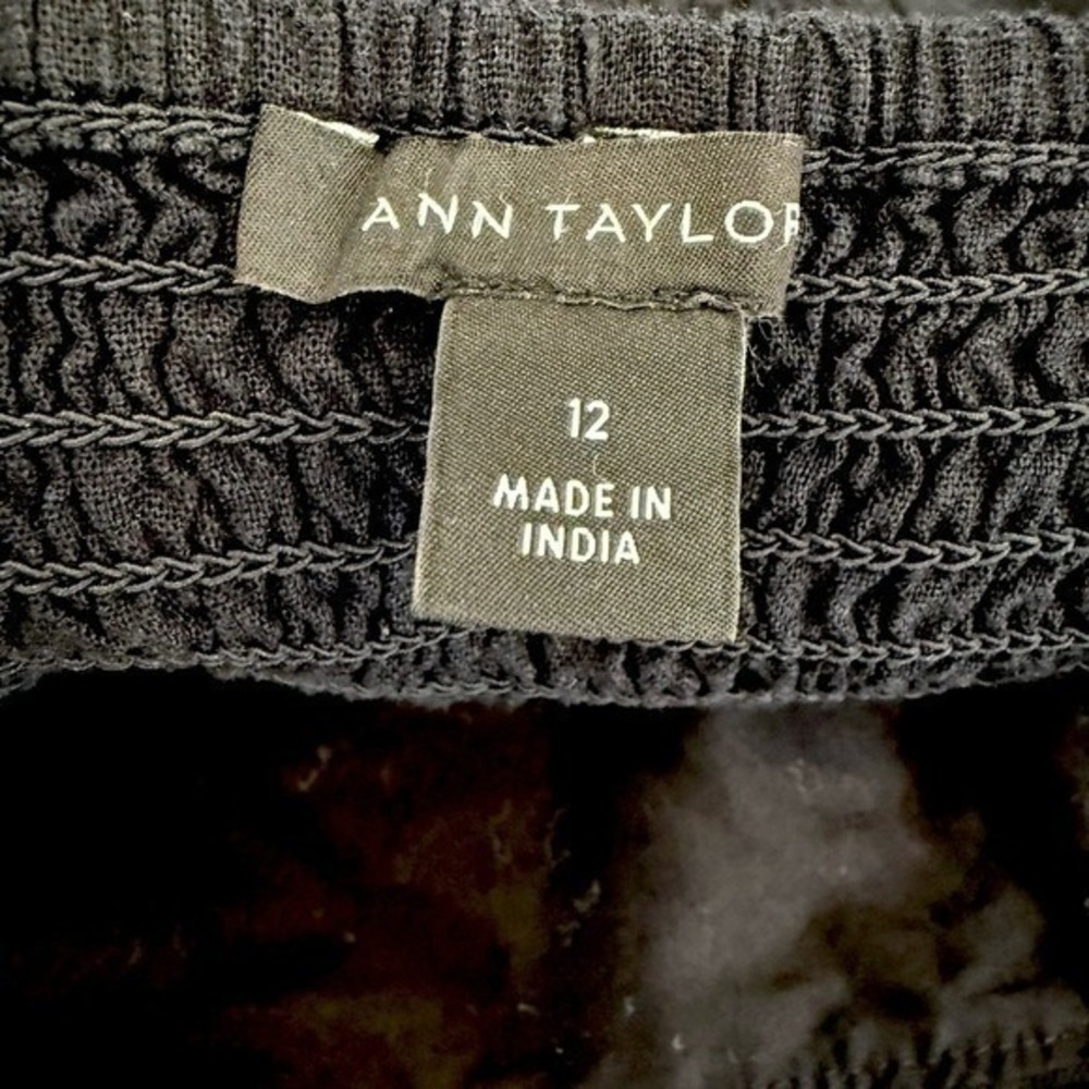 Ann Taylor Black Mini Dress with White Embroidered Trim - Picture 2 of 15